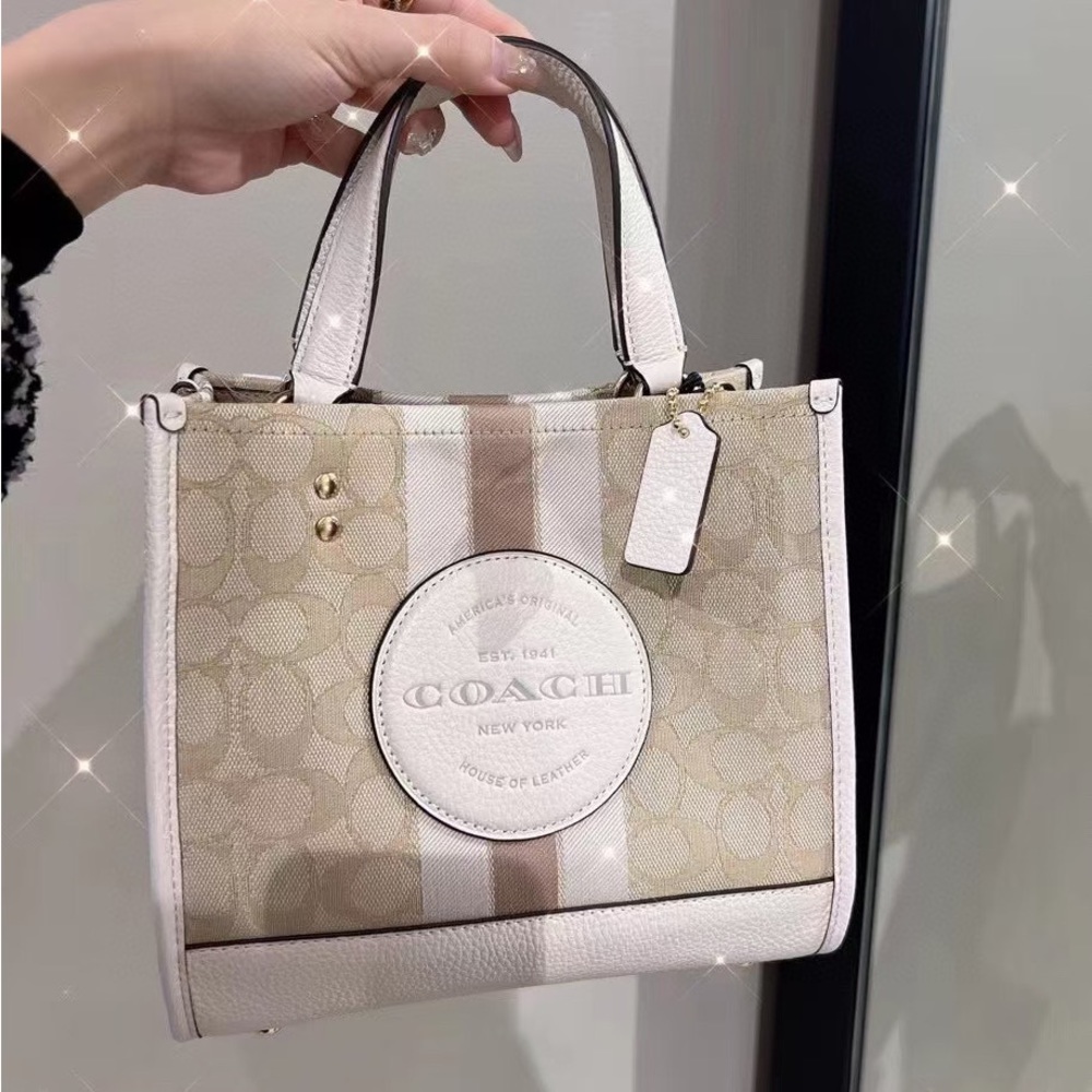 Coach C8417 Dempsey Tote 22 In Signature Jacquard With Stripe And Coach Patch In
